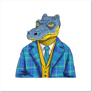 Cartoon crocodile in formal  suit Posters and Art